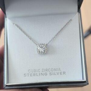 Silver Necklace with Sparkling Pendant and Delicate Chain